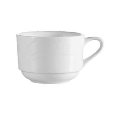 CAC GAD-1-S 7.5 oz. Porcelain Embossed Garden State Stacking Cup/Bone White