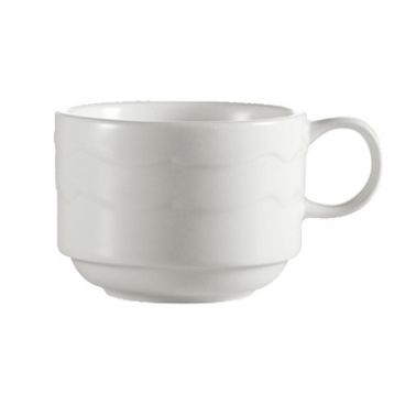 CAC GBK-1-S 8 oz. Porcelain Goldbook Stacking Cup/Super White