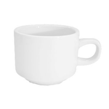 CAC RCN-1-S Super White 8.5 oz. Clinton Rolled Edge Stacking Cup