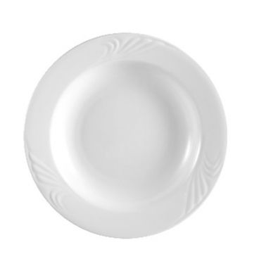 CAC RSV-110 - 20 oz. Porcelain Roosevelt Embossed Pasta Bowl/Super White
