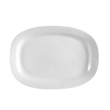 CAC RSV-94 14.5" Porcelain Roosevelt Embossed Oblong Platter/Super White