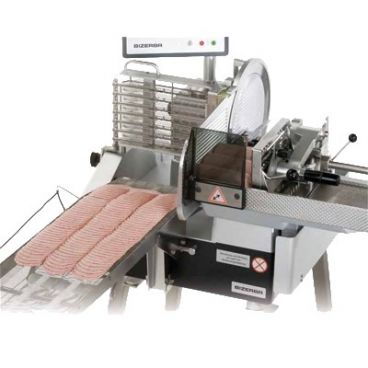 Bizerba A 406 FB 204-SYS 42" Fully Automatic Slicer Conveyor System With Table Stacker Shingler Shaver, 13" Diameter Blade, 23-5/8" Carriage And 204-Stand With Retractable Casters, 120 Volts
