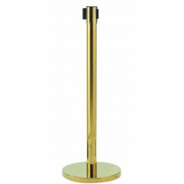 Aarco HB-7PU Brass 40" Crowd Control / Guidance Stanchion with 84" Purple Retractable Belt