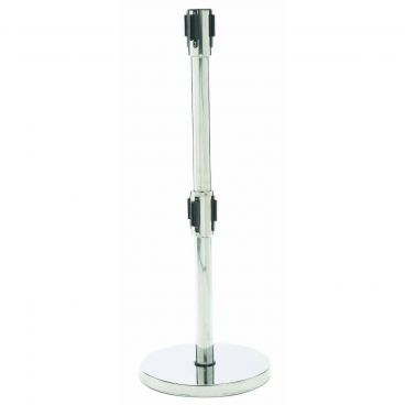 Aarco HC-27_RD Chrome 40" Crowd Control / Guidance Stanchion with Dual 84" Red Retractable Belts