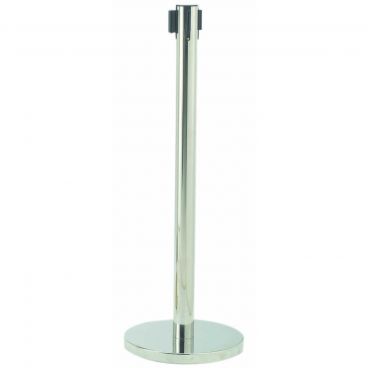 Aarco HS-10_PU Satin 40" Crowd Control / Guidance Stanchion with 120" Purple Retractable Belt