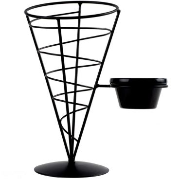 Tablecraft ACR57 Vertigo 7" Round Appetizer Cone Basket with Ramekin
