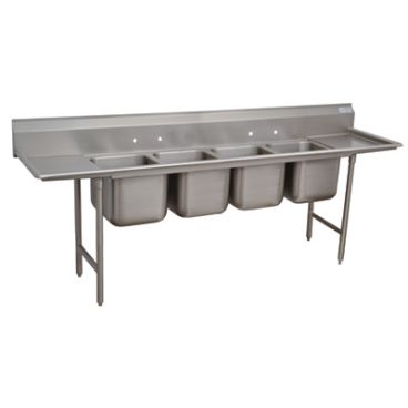 Advance Tabco 93-24-80-24RL Four Compartment 138" Wide Regaline Sink With 24" Right And Left Side Drainboards, Standard 930 Series