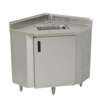 Advance Tabco SHK-1735 35" x 17" Stainless Steel Corner Sink Cabinet With Double Panel Door, 14" x 10" x 10" Deep Sink Bowl