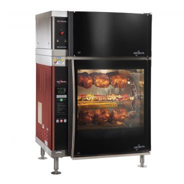 Alto-Shaam AR-7EVH-DBLPANE 39 1/8" Double Pane Curved Glass Rotisserie Oven With 7 Angled Spits And Ventless Hood, 208V/3P