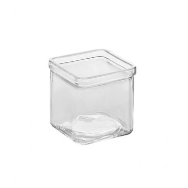 American Metalcraft GJ8 8 oz. Square Clear Glass Condiment Jar