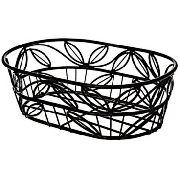 American Metalcraft OLB9 Black 9" x 6-3/4" Wrought Iron Oval Bread Basket
