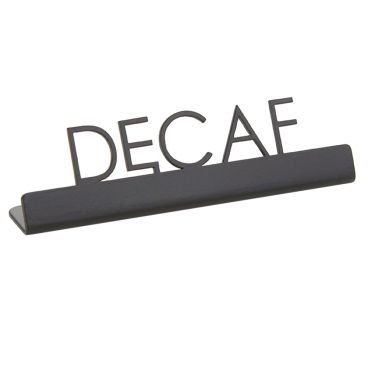 American Metalcraft SBD5 Stainless Steel Black 5" x 3/4" x 1 1/2" Laser-Cut Tabletop "Decaf" Sign