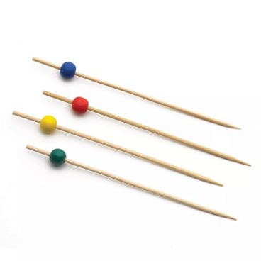 Tablecraft BAMBA45 4.5" Assorted Colors Bamboo Wood Pick Pack