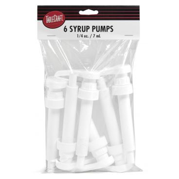 Tablecraft C66128 .25 oz Plastic White Syrup Pump with 28mm Top and 11" Dip Tube