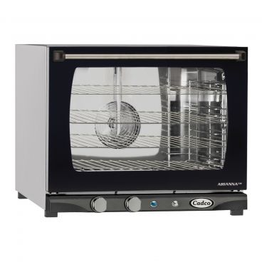 Cadco XAF-133 23-5/8" Half Size Heavy Duty Countertop Convection Oven w/ Humidity Control And Four Shelves, 208-240 Volts