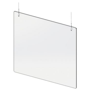 Cal-Mil 22132-24 Suspended Clear 23 1/2" Square Acrylic Protective Safety Shield With 6 ft Cables Included