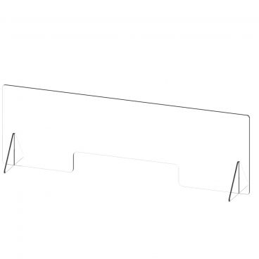 Cal-Mil 22168-47 Clear 15" High x 47" Wide Plastic Register Shield with POS window and 2 Triangle Base Feet