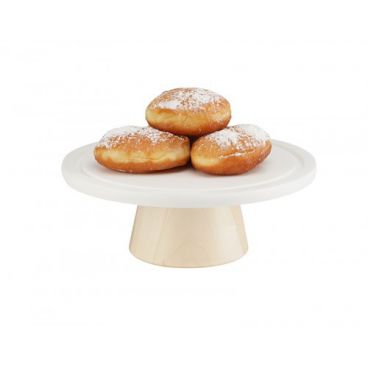 Cal-Mil 22378-93-71 Blonde 9” x 3-1/2” Round Cake Pedestal With Corian Plate And Wooden Base