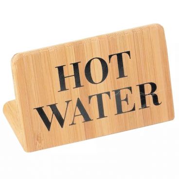 Cal-Mil 606-3 3" x 2" Bamboo "Hot Water" Beverage Sign