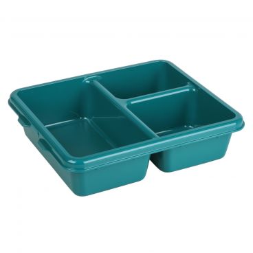 Cambro 9113CW414 Teal 9 Inch x 11 Inch 3-Compartment Rectangular Polycarbonate Camwear Meal Delivery Tray