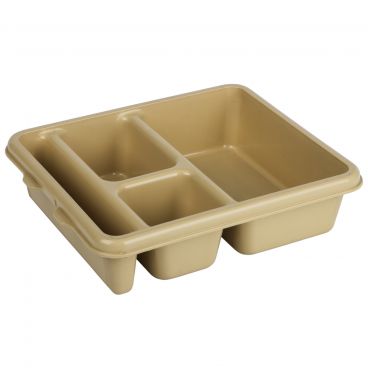 Cambro 9114CP161 Tan 9 Inch x 11 Inch 4-Compartment Rectangular Co-Polymer Meal Delivery Tray