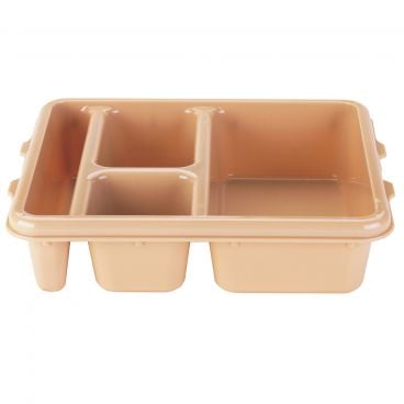 Cambro 9114CW133 Beige 9 Inch x 11 Inch 4-Compartment Rectangular Polycarbonate Camwear Meal Delivery Tray