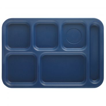 Cambro PS1014186 Navy Blue 10 Inch x 14 1/2 Inch 6-Compartment Rectangular Co-Polymer Penny-Saver School Tray