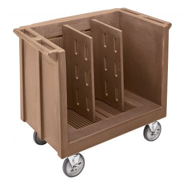 Cambro TDC30157 Coffee Beige Adjustable Polyethylene Tray and Dish Cart with Vinyl Cover