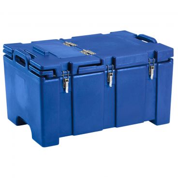 Cambro 100MPCHL186 Navy Blue 26 3/8" Wide Camcarrier 100 Series Top-Loading 8" Deep Insulated Polyethylene Food Pan Carrier With Hinged Serving Lid For Full-Size GN Food Pans