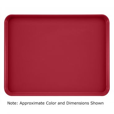 Cambro 1216D221 Ever Red 12 Inch x 16 Inch Rectangular Fiberglass Healthcare Dietary Tray