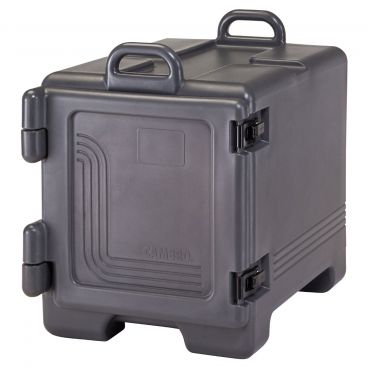Cambro 1318CC615 Charcoal Gray 17" Wide Combo Carrier Front-Loading Insulated Polyethylene Stackable Food Pan Carrier For Half-Size Pans And Trays