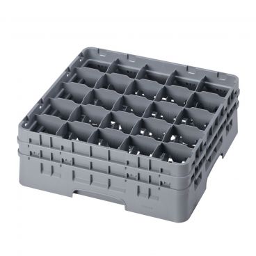 Cambro 25S534151 Soft Gray 25 Compartment 6-1/8" Full Size Camrack Glass Rack with 2 Extenders