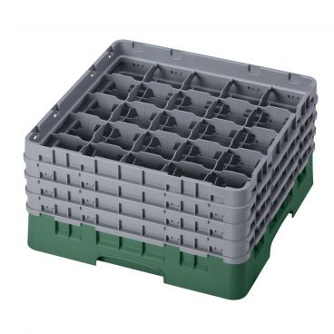Cambro 25S800119 Sherwood Green 25 Compartment 3-1/2" Full Size Camrack Glass Rack w/ 4 Extenders