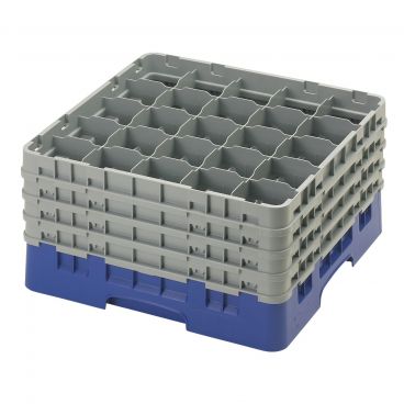 Cambro 25S900186 Navy Blue 25 Compartment 9-3/8" Full Size Camrack Glass Rack with 4 Extenders