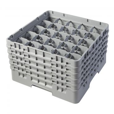 Cambro 25S958151 Soft Gray 25 Compartment 10-1/8" Full Size Camrack Glass Rack with 5 Extenders