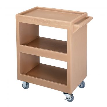 Cambro BC2254S157 Coffee Beige 28 Inch Plastic Open Side Standard Service Cart with 3" Swivel Casters