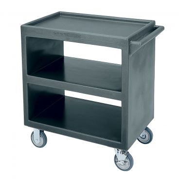 Cambro BC2304S191 Granite Gray 33.25 Inch Plastic Open Sided Three Shelf Standard Service Cart with 5" Swivel Casters