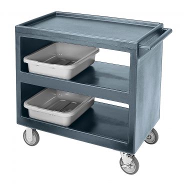 Cambro BC235191 Granite Gray 37-1/4 Inch Open Sided Three Shelf Standard Service Cart with 5" Casters