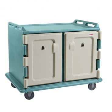 Cambro MDC1418S20401 Slate Blue Low Profile 20 Tray Two Compartment Meal Delivery Cart
