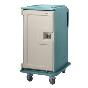 Cambro MDC1418T16192 Granite Green Tall Profile 16 Tray Two Compartment Meal Delivery Cart