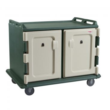 Cambro MDC1520S20192 Granite Green Low Profile 2 Compartment 20 Tray Meal Delivery Cart