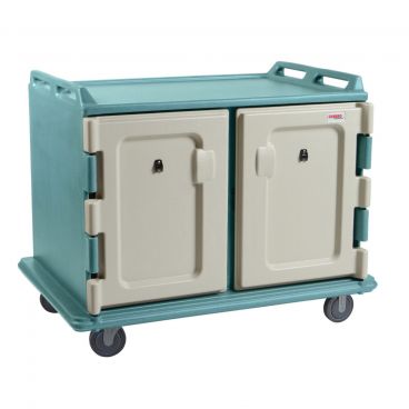 Cambro MDC1520S20401 Slate Blue Low Profile 2 Compartment 20 Tray Meal Delivery Cart