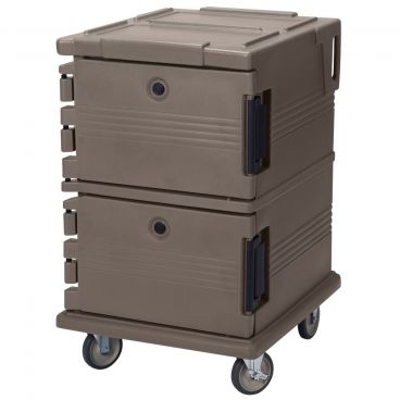 Cambro UPC1200194 Granite Sand 16 Pan Ultra Camcart Series 28 1/2" Wide 45 1/2" High Mobile Front-Loading Insulated Polyethylene Food Pan Carrier Cart With 6" Casters
