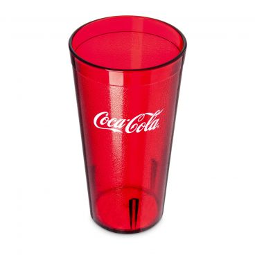 Carlisle 52243550H Ruby Coca-Cola® SAN Plastic Textured Stackable 24 oz. Tumbler