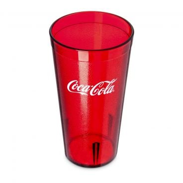 Carlisle 5232-63550I Ruby Coca-Cola® SAN Plastic Textured Stackable 32 oz. Tumbler