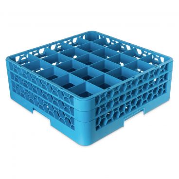 Carlisle RG25-214 Carlisle Blue OptiClean 25 Compartment Glass Rack with 2 Extenders