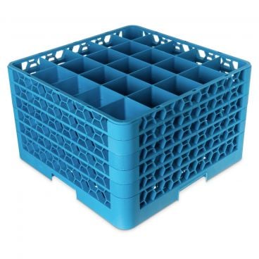 Carlisle RG25-514 Carlisle Blue OptiClean 25 Compartment Glass Rack with 5 Extenders