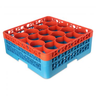 Carlisle RW20-1C412 OptiClean NeWave 20 Compartment Glass Rack, Orange Color-Coded with 2 Extenders