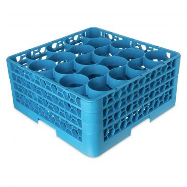 Carlisle RW20-214 Carlisle Blue OptiClean NeWave 20 Compartment Glass Rack with 3 Extenders