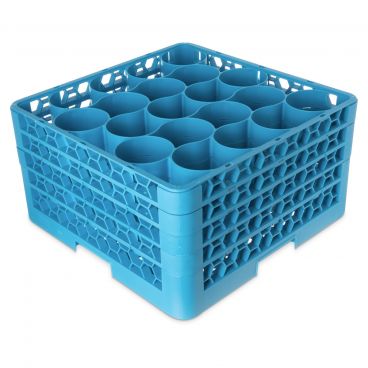 Carlisle RW20-314 Carlisle Blue OptiClean NeWave 20 Compartment Glass Rack with 4 Extenders